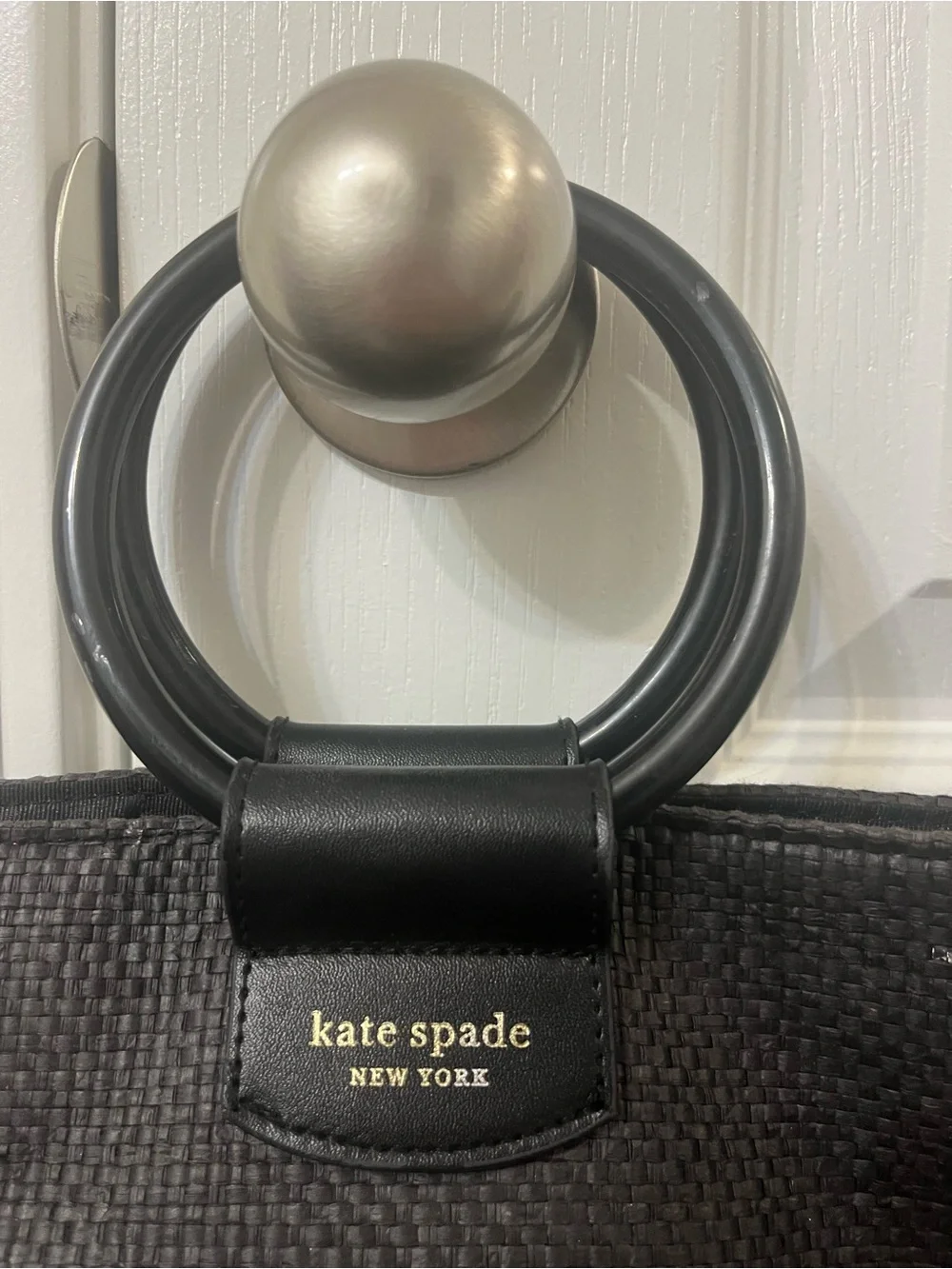 kate spade Black Woven Tote with Round Handles